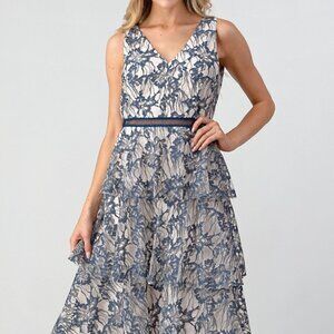 LACE COCKTAIL DRESS - V NECK TIERED